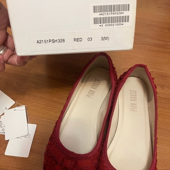 PINK HOUSE japan brand beautiful red ribbon flats - Picture 11 of 12